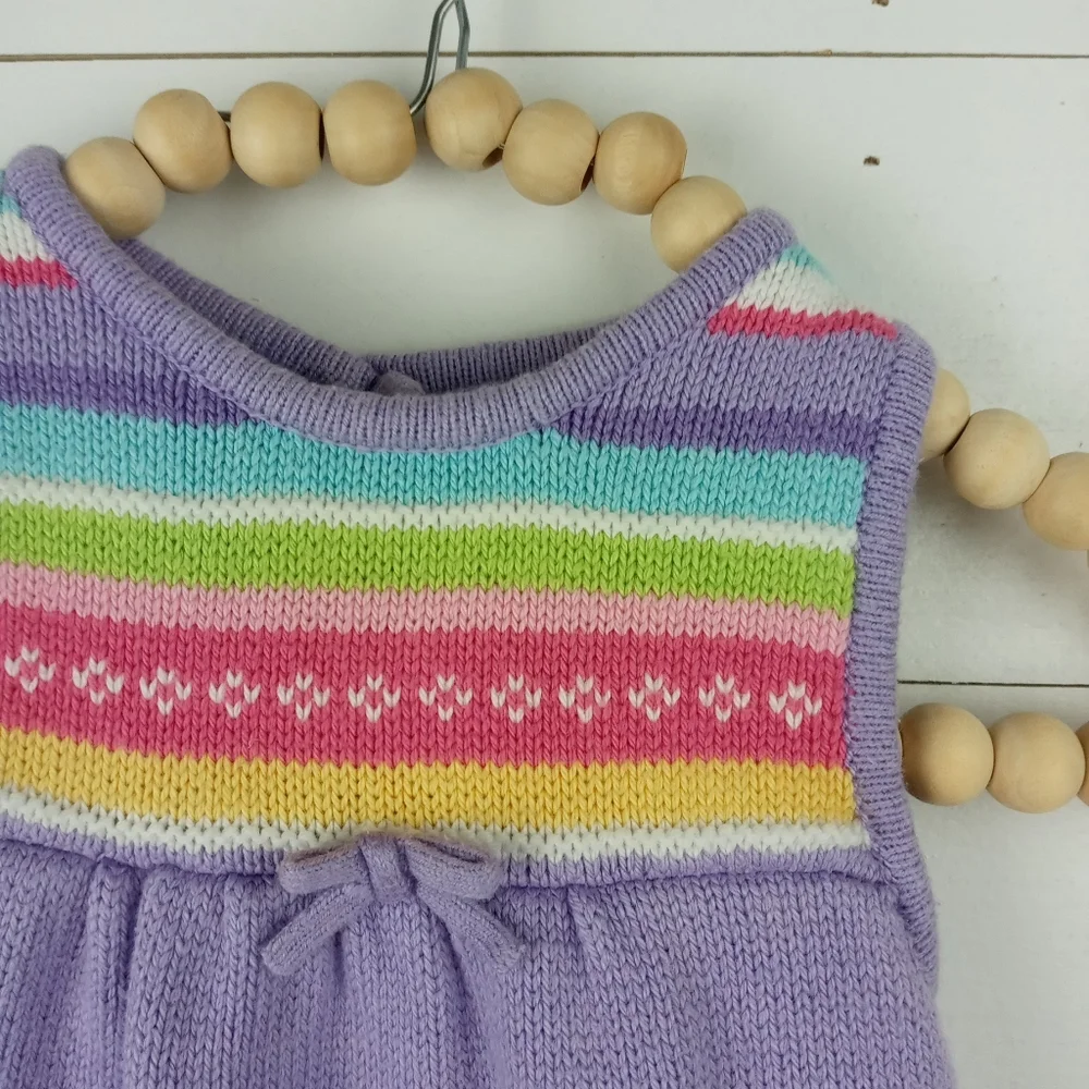 Gymboree girls 6-12 mos purple stripes sleeveless sweater dress